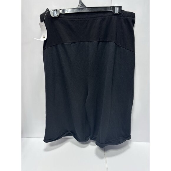 Womens Large Maternity 3/4 Pants Black Stretchy Comfort Elastic Waist NEW - Picture 1 of 7